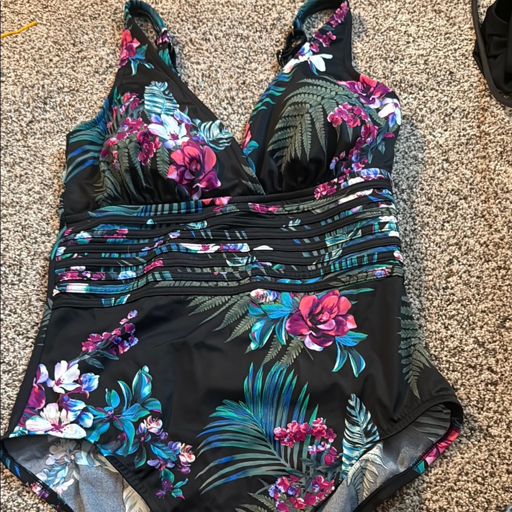 Aqua Green Floral Swimsuit